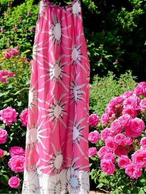 Diane Von Furstenberg Lainey 100% Silk Lined Bright Pink Floral Midi Dress Sz 6